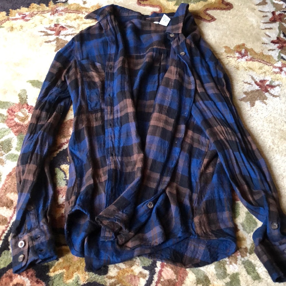Brown and Blue Plaid Button Down